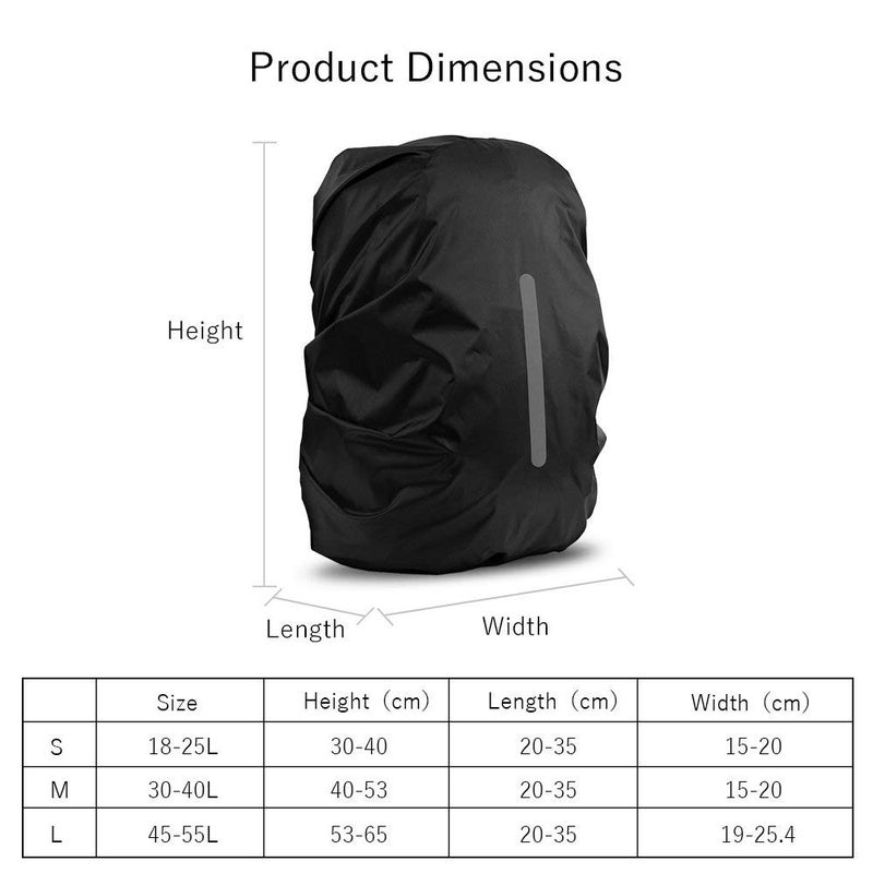 LAMA 2 Pack Waterproof Rain Cover for Backpack, Reflective Rucksack Rain Cover for Anti-Dust/Anti-Theft/Bicycling/Hiking/Camping/Traveling, M Size (for 30L-40L Backpack), 2 Pcs Black - Image 4